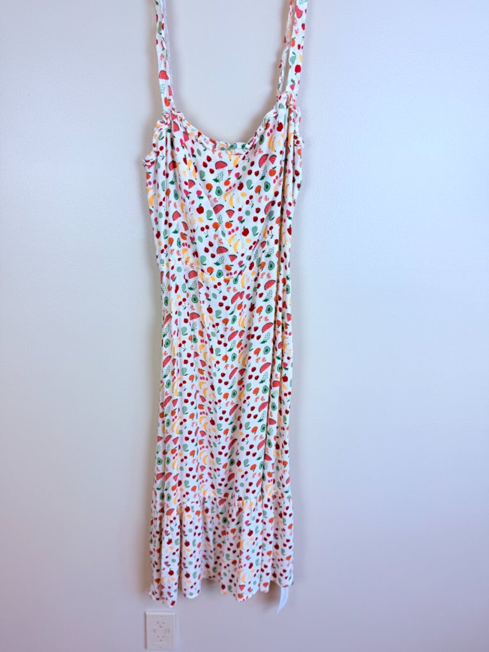 Reformation Fruit Print Ruffle Hem Midi Dress Size 8